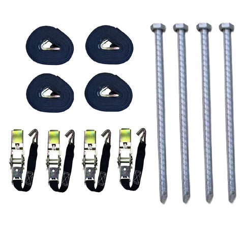 Heavy Duty Storm Safety Pack (Pegs + Straps + Ratchets) for Party Tent Canopy